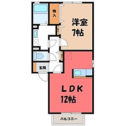 シャトーファミリーハイツF棟 1LDKの間取図画像