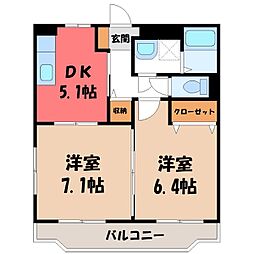 ユーミープラザ 2DKの間取図画像