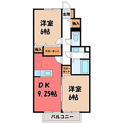 アズーリ 2DKの間取図画像