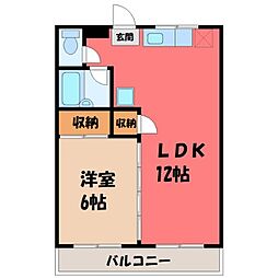 コーポ・ピオーネ 1LDKの間取図画像