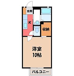 パークハイツA 1Kの間取図画像