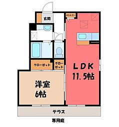 サンホープ倉A 1LDKの間取図画像