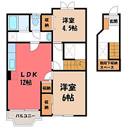 モーニンググローリーD 2LDKの間取図画像