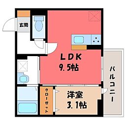 ココール 1LDKの間取図画像