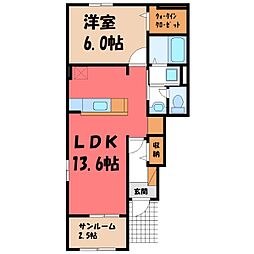 クリスタルA 1LDKの間取図画像