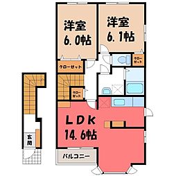 ペアハウスヒロセG 2LDKの間取図画像