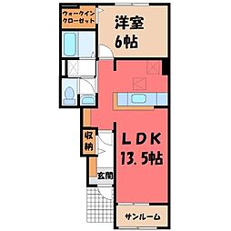クリスタルB 1LDKの間取図画像