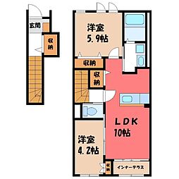 シャイン・ヒルズ3番館 2LDKの間取図画像
