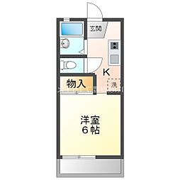 グリーンステージわたなべ 2階1Kの間取り
