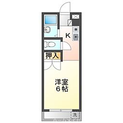 アイリス小池 2階1Kの間取り