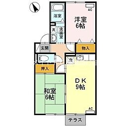 ウエストコート川崎 1階2DKの間取り