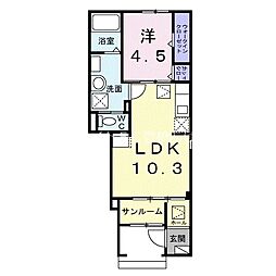 グリーンステージ山田一番町 1階1LDKの間取り