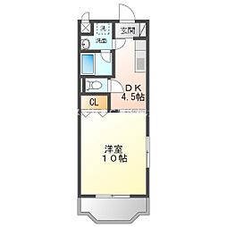エスペランスつつじが丘 1階1DKの間取り
