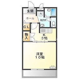 エクシード松山 1階1Kの間取り