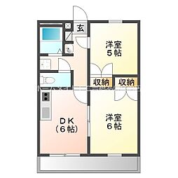 Mh-Arc KAORU 2階2DKの間取り