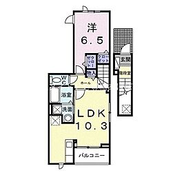 ヒカルサ豊橋牟呂水神 2階1LDKの間取り