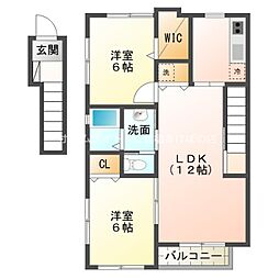 Queen Anne 2階2LDKの間取り