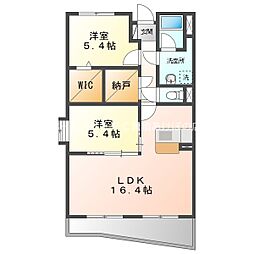 エムロード 3階2LDKの間取り