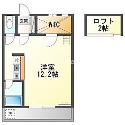 セザンヌ花田2 2階ワンルームの間取り