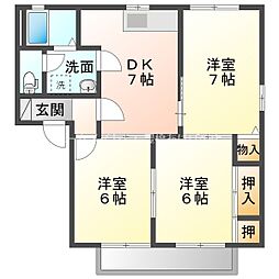 ディアス外神　Ｂ棟 2階3DKの間取り