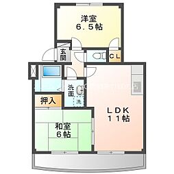 アプローズ　B棟 2階2LDKの間取り