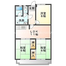 第2橋本マンション 5階3LDKの間取り