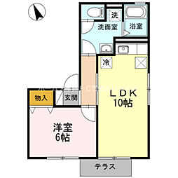ヴィラージュルピナ　B棟 1階1LDKの間取り