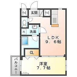 パラッツォJ＆I　21 2階1LDKの間取り