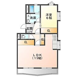 堂坂マンション 1階1LDKの間取り