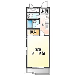 フィオーレ88 2階1Kの間取り