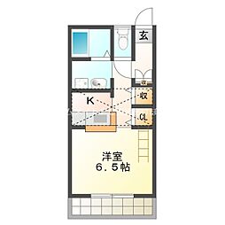 ウイングコート　ボヌール 1階ワンルームの間取り