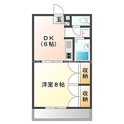 Ｐｉｎｅ　Ｗｅｌｌ駅前　B棟 3階1DKの間取り