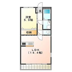 ライフパーク・ミナミ 5階1LDKの間取り