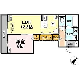D-avanceつつじが丘II 1階1LDKの間取り