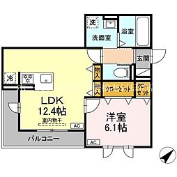 D-avanceつつじが丘II 2階1LDKの間取り