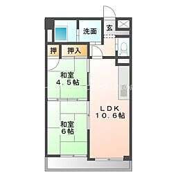 アーバンライフ7TH 5階2LDKの間取り