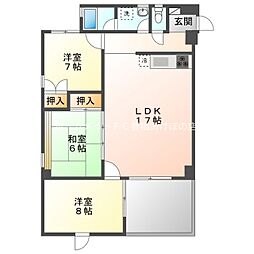 WEST-1（ウエストワン） 2階3LDKの間取り