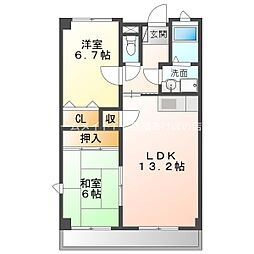 メゾンソレイユ 2LDKの間取図画像