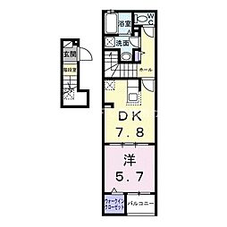 バーミィ　ベル 2階1DKの間取り