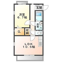 グランジール 3階1LDKの間取り