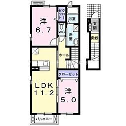 ミニヨン　カフェ 2階2LDKの間取り