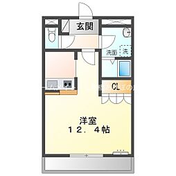 フィールドピアS 1階ワンルームの間取り