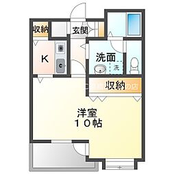 エトワール佐藤 2階1Kの間取り