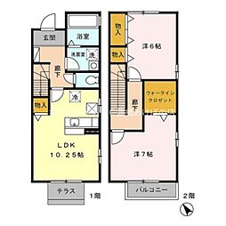 ロイヤルコート　C 1階2LDKの間取り