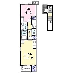 ブールバール 2階1LDKの間取り