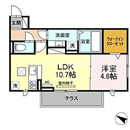 フィーミュール 1階1LDKの間取り