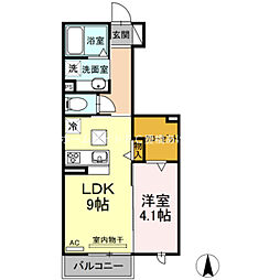 豊橋　ウエスト1　B 1階1LDKの間取り