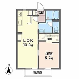 グリーンステージ高田山 1階1LDKの間取り