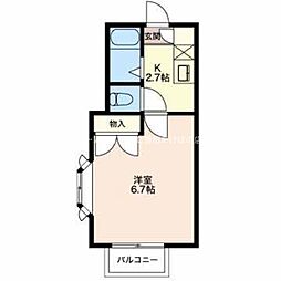 コーポラス ソーシャル 2階1Kの間取り