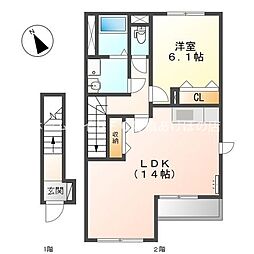 フォレスト・ヴィラ 2階1LDKの間取り